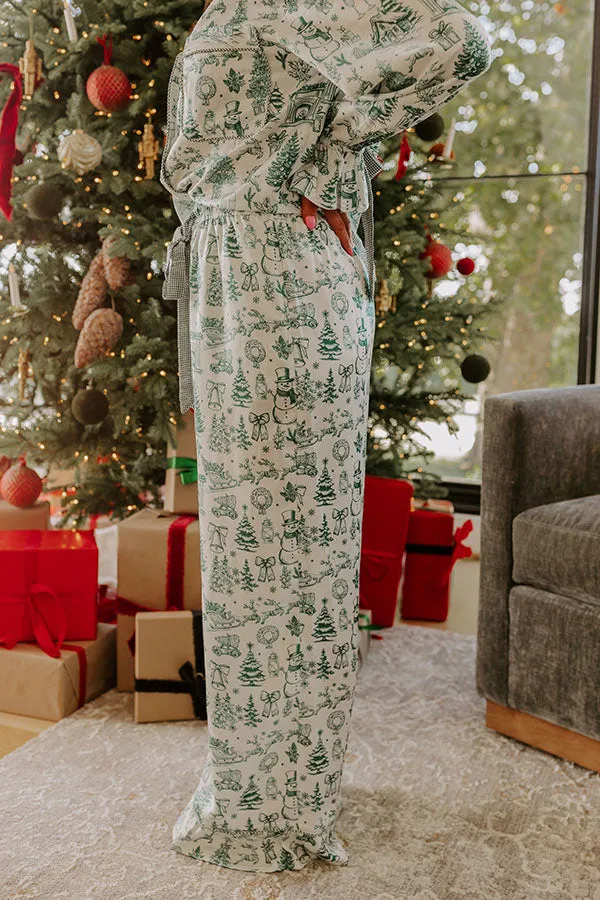 Christmas Night High Waist Satin Pajama Pants in Hunter Green sold by Impressions product image thumbnail 3