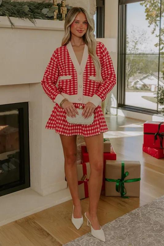 Holiday Chic High Waist Knit Houndstooth Mini Skirt sold by Impressions