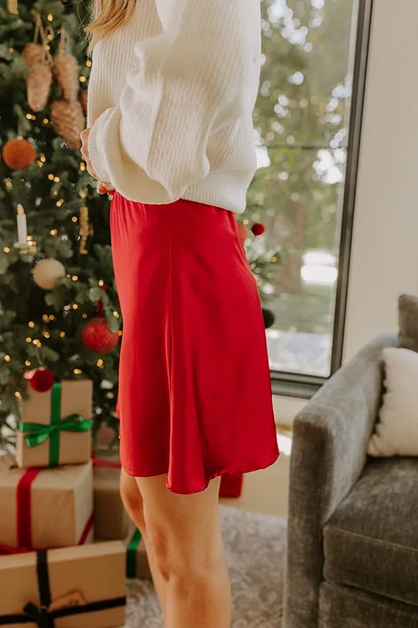 Luxe Lifestyle High Waist Satin Mini Skirt in Crimson sold by Impressions product image thumbnail 3