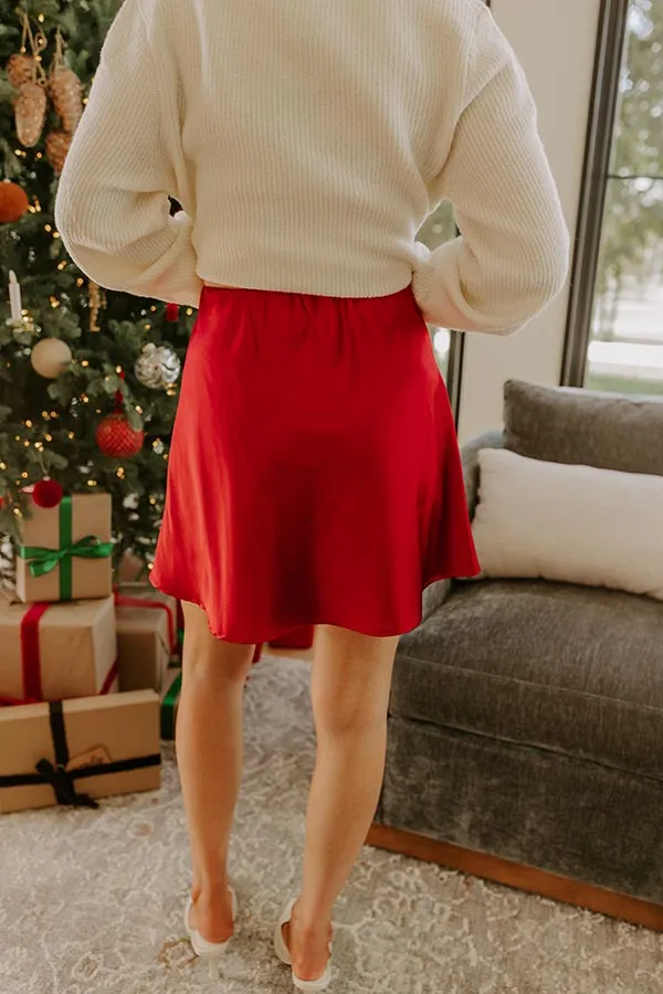 Luxe Lifestyle High Waist Satin Mini Skirt in Crimson sold by Impressions product image thumbnail 4