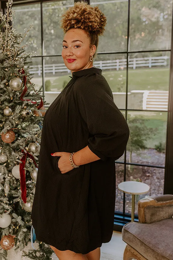 Dinner in Soho Scalloped Mini Dress in Black Curves sold by Impressions product image thumbnail 4