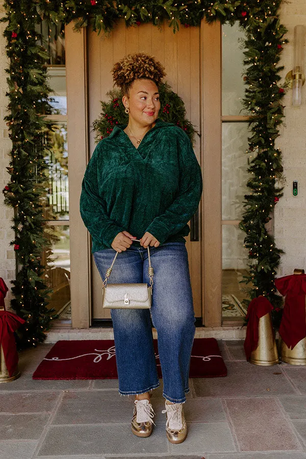 Warm Welcome Chenille Knit Sweatshirt in Hunter Green Curves sold by Impressions product image thumbnail 3