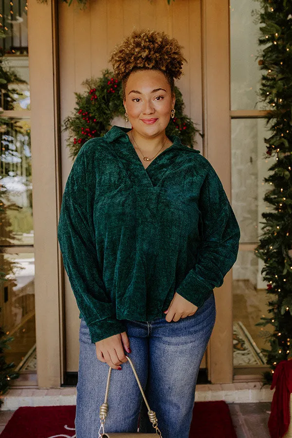 Warm Welcome Chenille Knit Sweatshirt in Hunter Green Curves sold by Impressions
