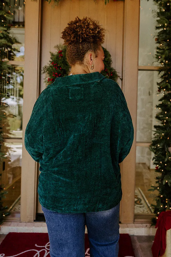 Warm Welcome Chenille Knit Sweatshirt in Hunter Green Curves sold by Impressions product image thumbnail 2