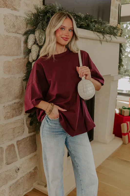 Ever So Effortless Oversized Tee in Windsor Wine sold by Impressions