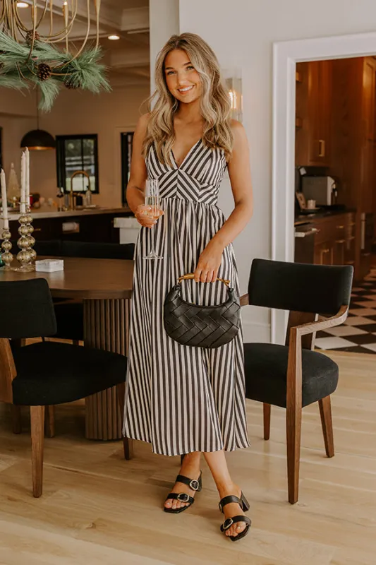 Forever in Style Stripe Satin Midi Dress sold by Impressions