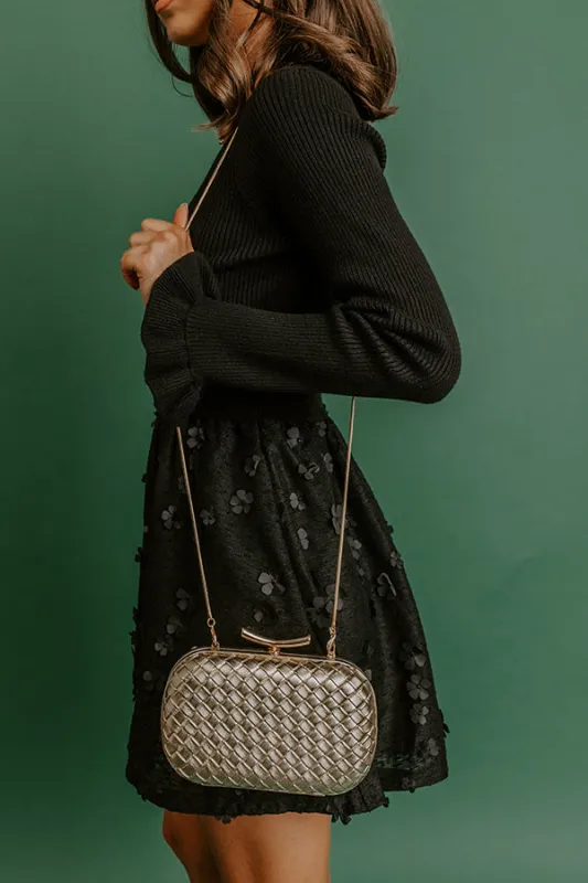 Allison Faux Leather Woven Clutch in Gold sold by Impressions