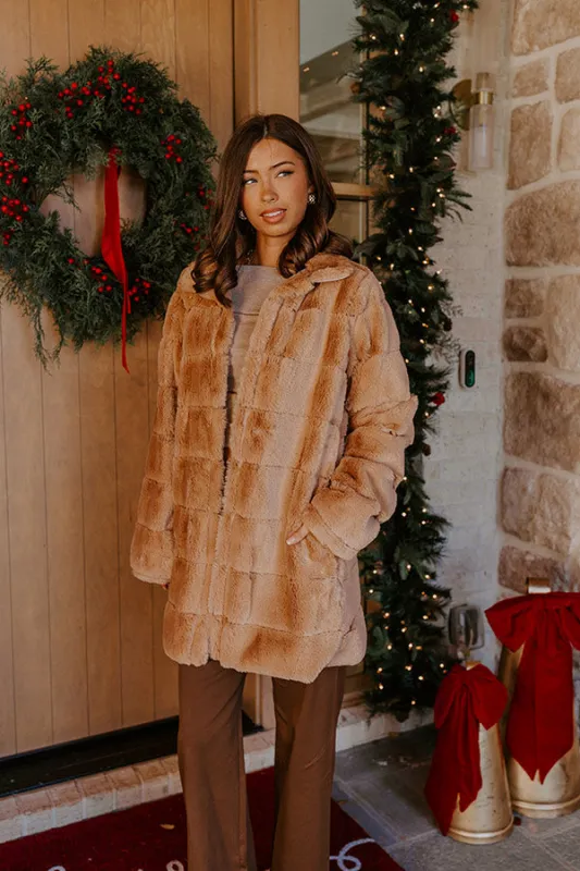 Uptown Charm Faux Fur Coat in Camel sold by Impressions