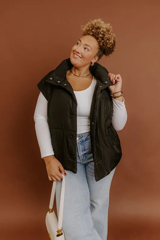 Brisk Stroll Puffer Vest in Black Curves sold by Impressions