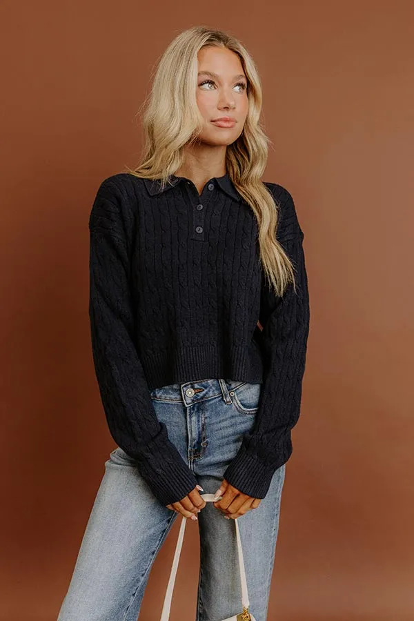 The Storyline Cable Knit Sweater Top in Navy sold by Impressions
