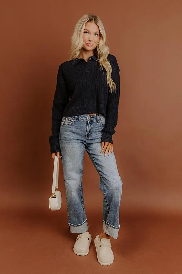 The Storyline Cable Knit Sweater Top in Navy sold by Impressions product image thumbnail 2