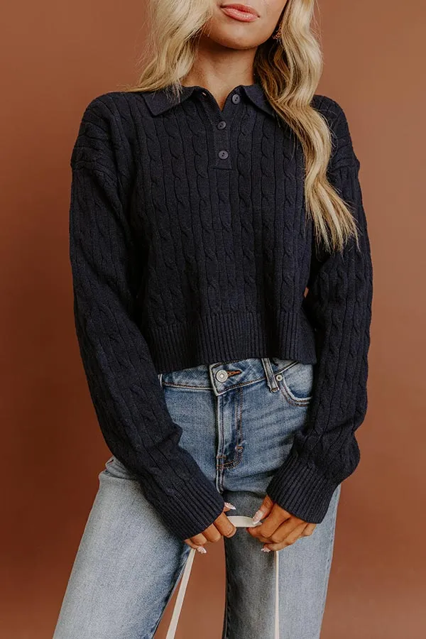 The Storyline Cable Knit Sweater Top in Navy sold by Impressions product image thumbnail 3