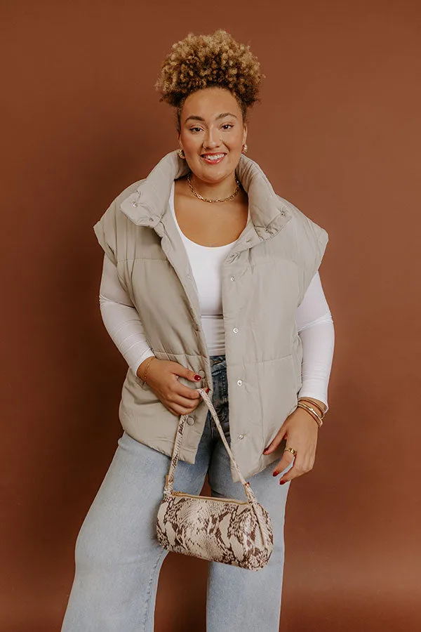 Brisk Stroll Puffer Vest in Stone Curves sold by Impressions