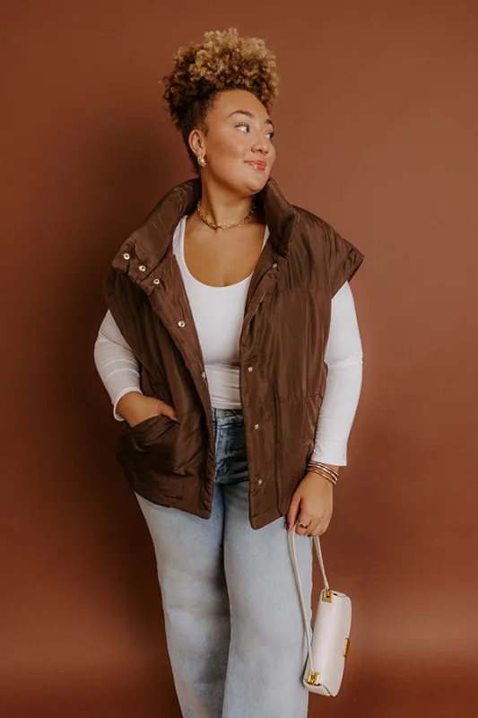 Brisk Stroll Puffer Vest in Chestnut Curves sold by Impressions