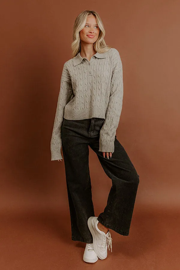 The Storyline Cable Knit Sweater Top in Grey sold by Impressions