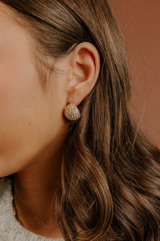 Glimmer Of Gorgeous Pave Hoop Earrings in Gold sold by Impressions