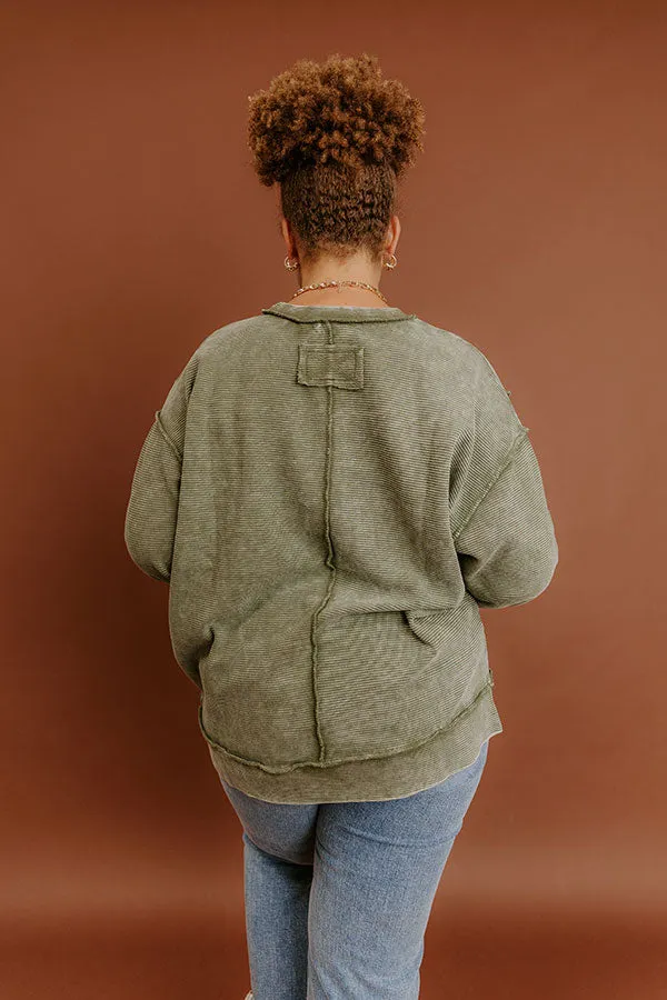 Modern Cozy Vintage Wash Ribbed Sweatshirt in Olive Curves sold by Impressions product image thumbnail 5
