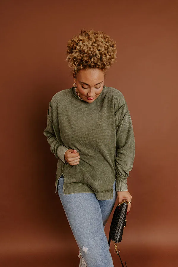 Modern Cozy Vintage Wash Ribbed Sweatshirt in Olive Curves sold by Impressions product image thumbnail 3