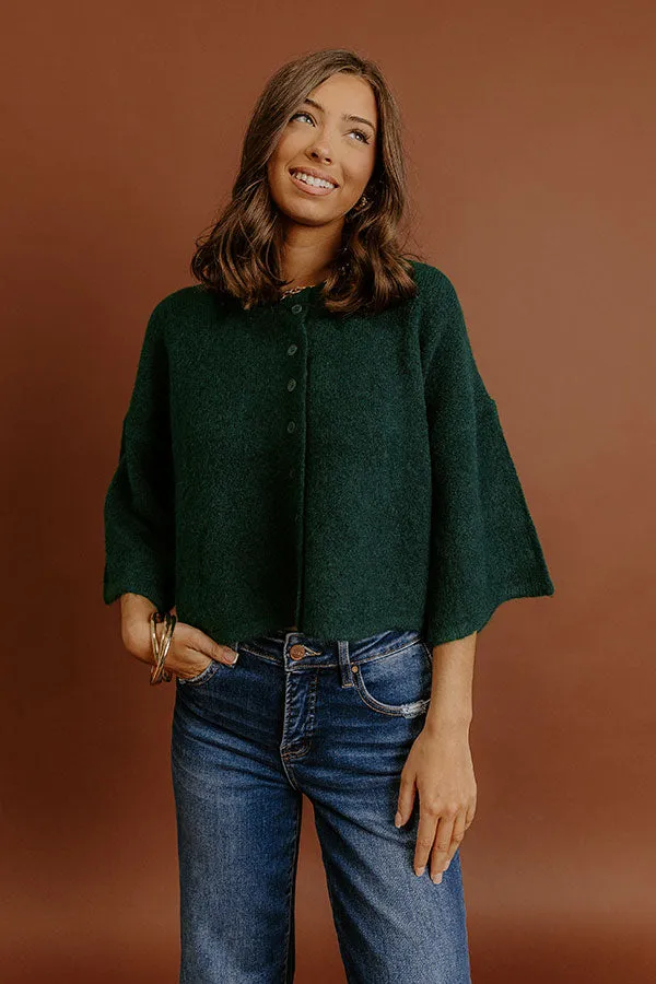 Uptown Chic Knit Cardigan in Hunter Green sold by Impressions