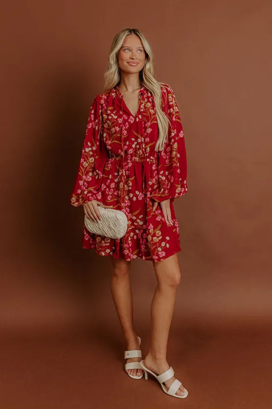 Luxury Excursions Floral Mini Dress in Red sold by Impressions