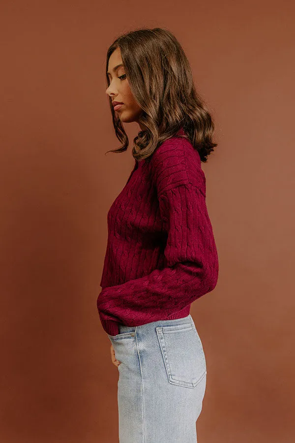 The Storyline Cable Knit Sweater Top in Wine sold by Impressions product image thumbnail 5