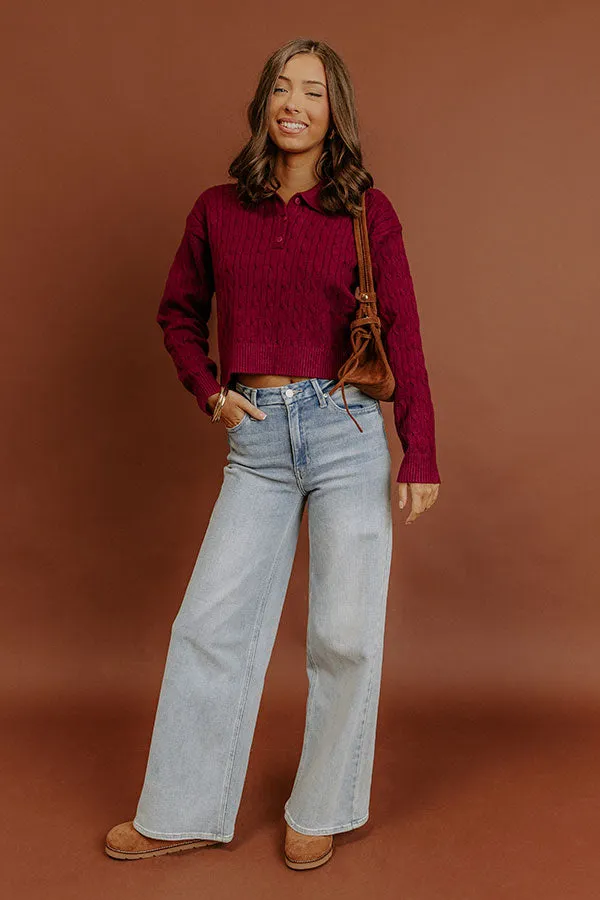 The Storyline Cable Knit Sweater Top in Wine sold by Impressions product image thumbnail 2