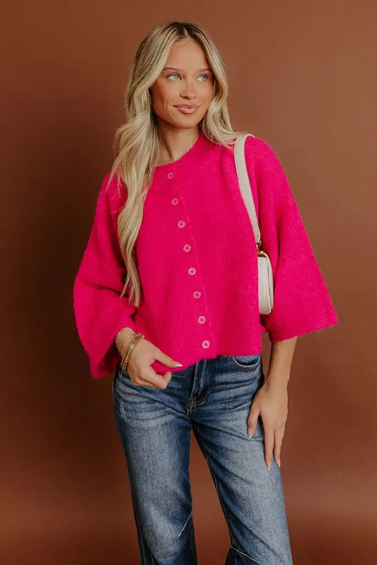 Uptown Chic Knit Cardigan in Hot Pink sold by Impressions