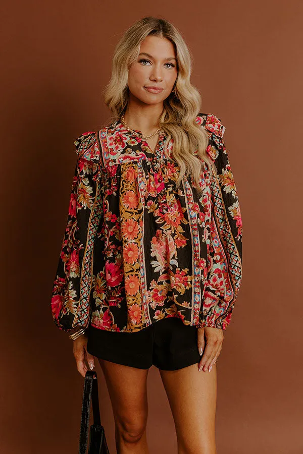 Garden Party Ready Floral Shift Top in Black sold by Impressions product image thumbnail 4