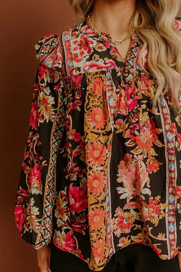 Garden Party Ready Floral Shift Top in Black sold by Impressions product image thumbnail 3