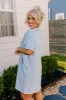 Casual Outing Mini Dress in Sky Blue Curves sold by Impressions