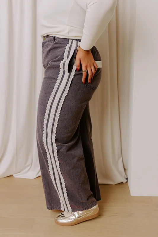 The Lala High Waist Wide Leg Vintage Wash Pants Curves sold by Impressions