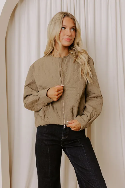 Evening Chill Quilted Jacket in Olive sold by Impressions