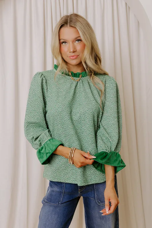 Holiday Chic Knit Top in Green sold by Impressions