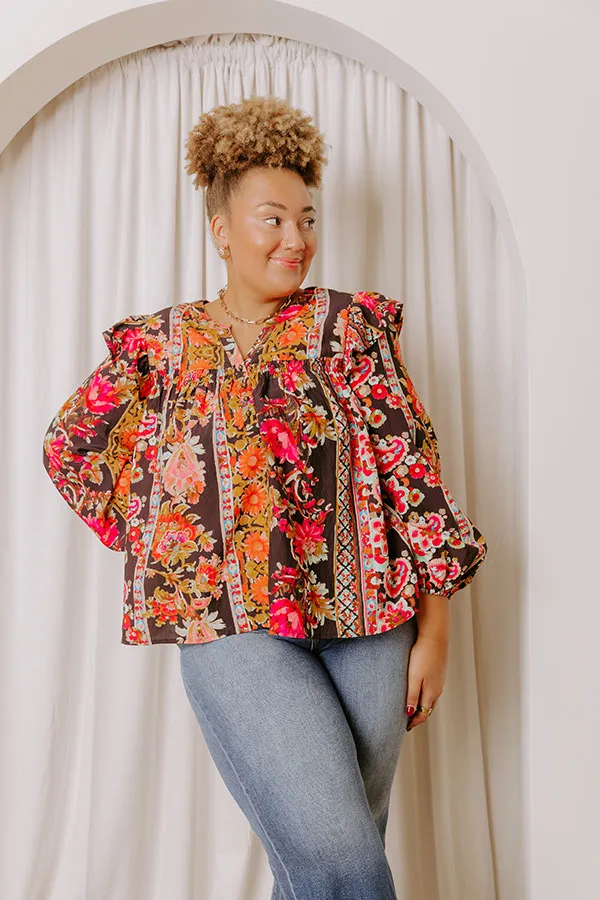 Garden Party Ready Floral Shift Top in Black Curves sold by Impressions