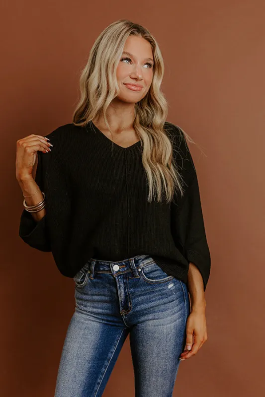 Bistro Vibes Knit Dolman Top in Black sold by Impressions
