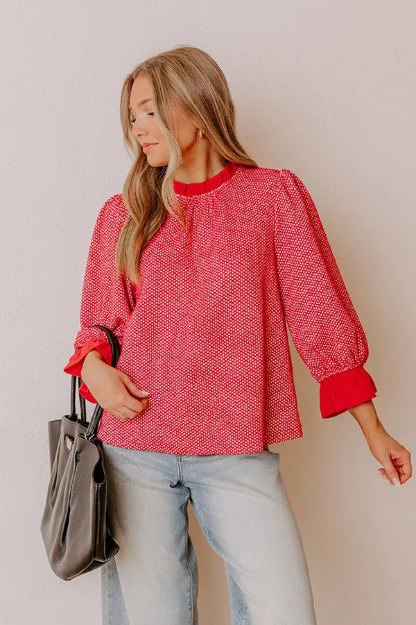 Holiday Chic Knit Top in Red sold by Impressions