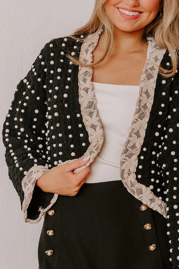 Lattes At The Louvre Pearl Embellished Knit Cardigan sold by Impressions product image thumbnail 2