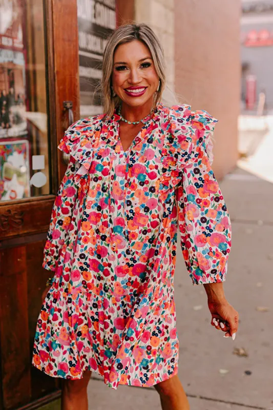 Garden Gathering Shift Dress In Pink sold by Impressions