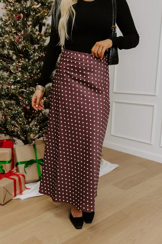 Effortless Spots High Waist Satin Midi Skirt sold by Impressions