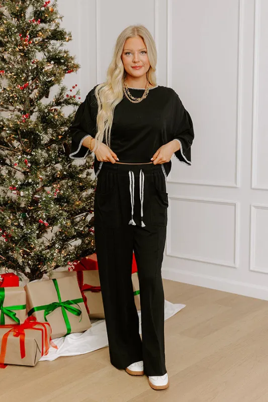 Simple Comforts High Waist Wide Leg Pants in Black sold by Impressions