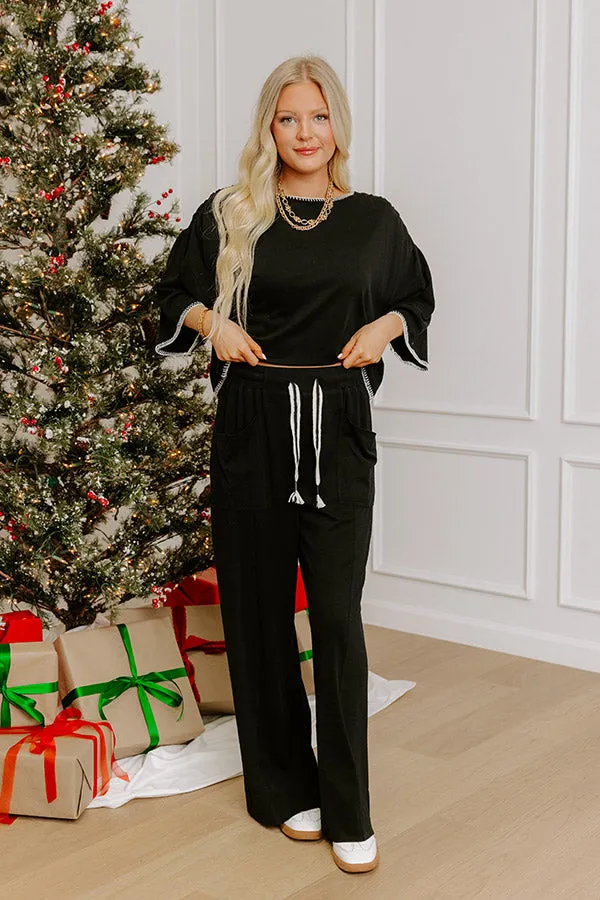 Simple Comforts High Waist Wide Leg Pants in Black sold by Impressions