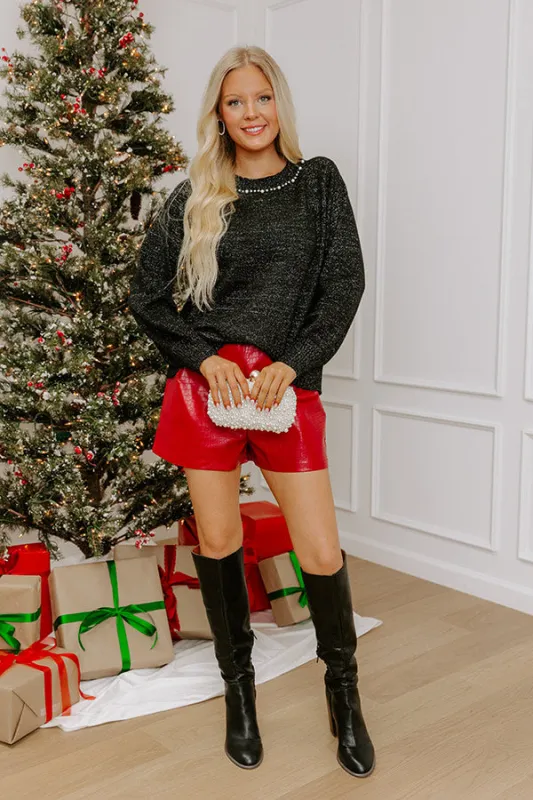 Shimmering Smile Pearl Embellished Knit Sweater Top sold by Impressions