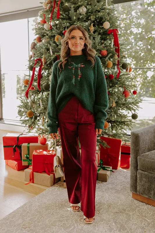 The Trixie High Waist Wide Leg Pants in Merlot sold by Impressions