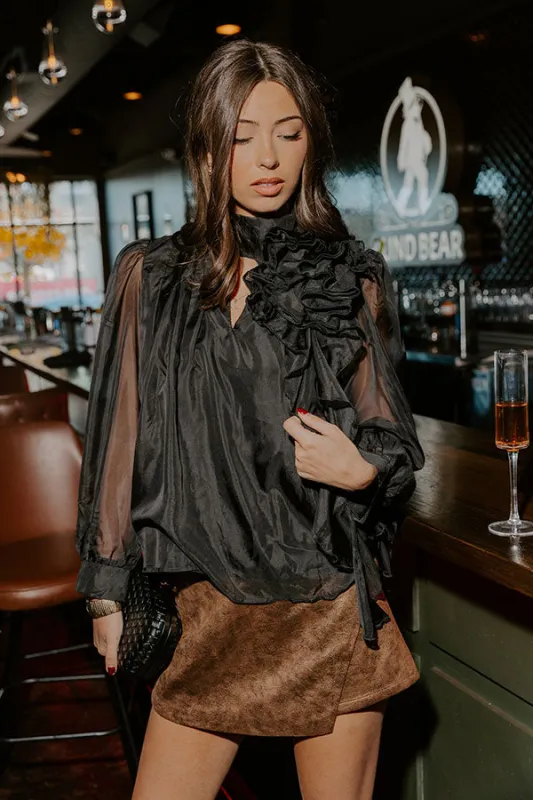 Paris Charm Organza Top in Black sold by Impressions