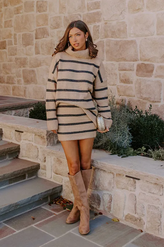 Park Avenue Chic Knit Mini Skirt in Camel sold by Impressions