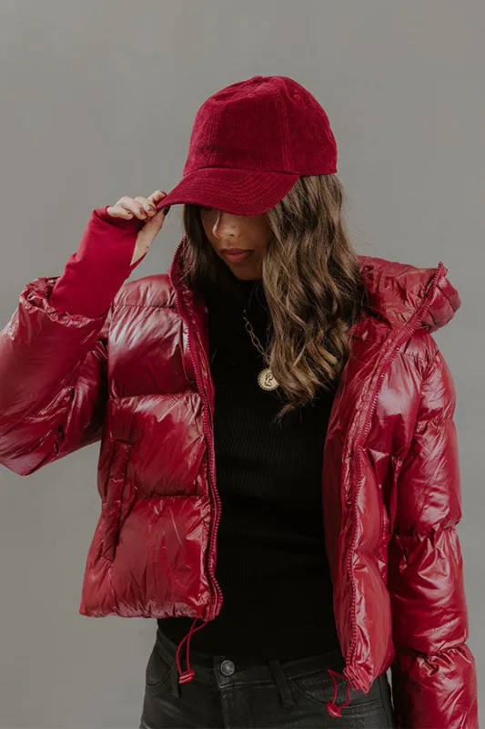 Girl On The Go Corduroy Baseball Cap in Merlot sold by Impressions