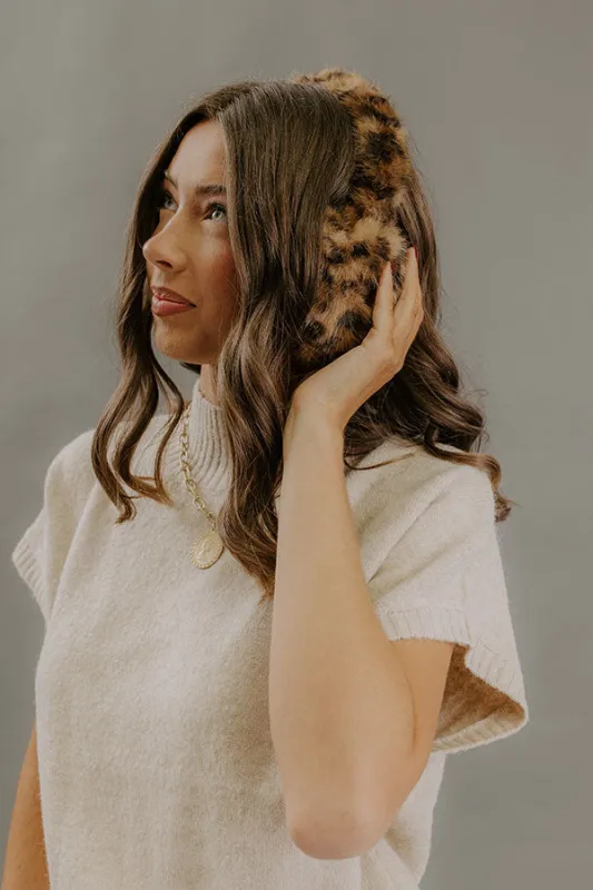 Leopard Luxe Faux Fur Earmuffs made by Impressions