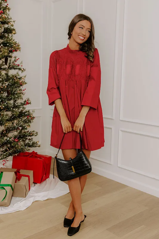 Chic Agenda Lace Applique Mini Dress in Crimson sold by Impressions