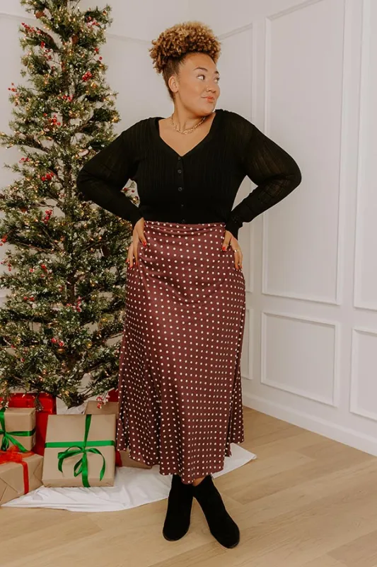 Effortless Spots High Waist Satin Midi Skirt Curves sold by Impressions