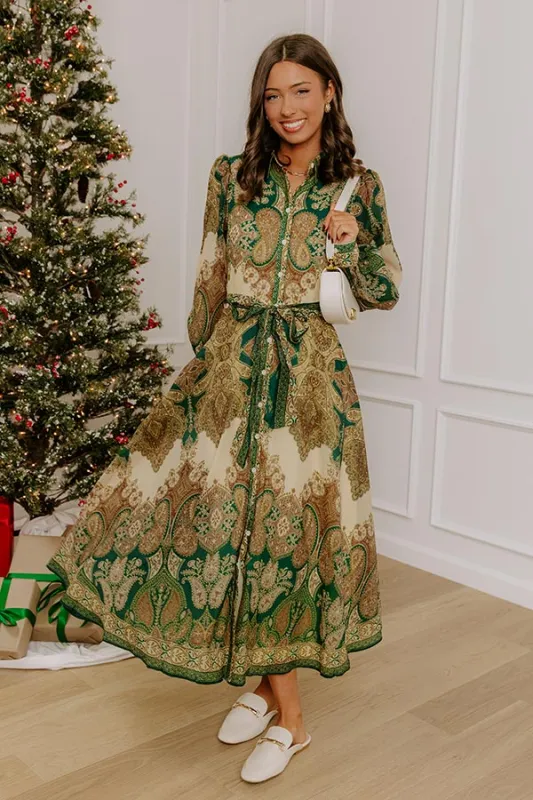 Weekend in London Paisley Button Down Midi Dress sold by Impressions